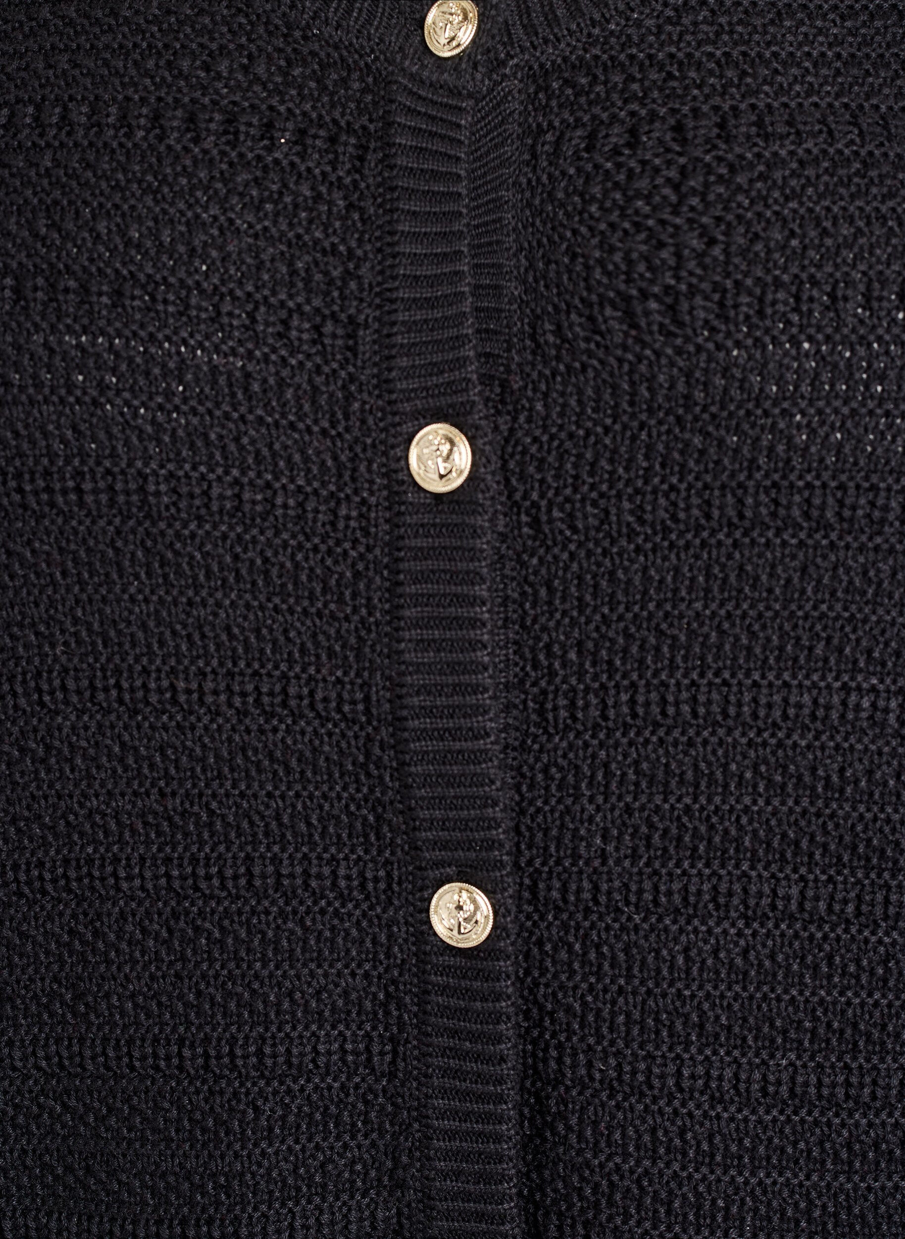 Zizzi Strickjacke mit Strukturstrick und dekorativen Kn&ouml;pfen, Schwarz, Packshot image number 2