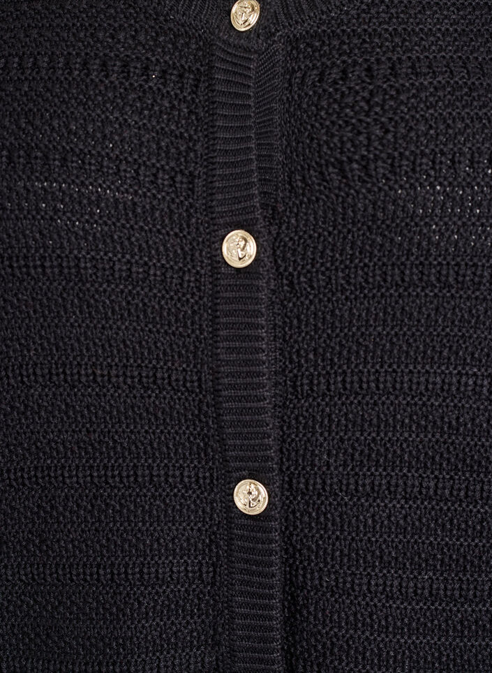 Strickjacke mit Strukturstrick und dekorativen Knöpfen, Schwarz, Packshot image number 2