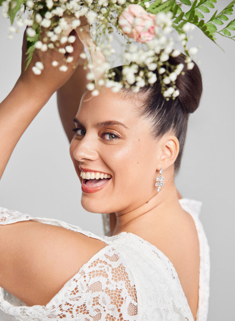 Brautkleid mit Spitze und Schlitz, Star White, Image image number 1