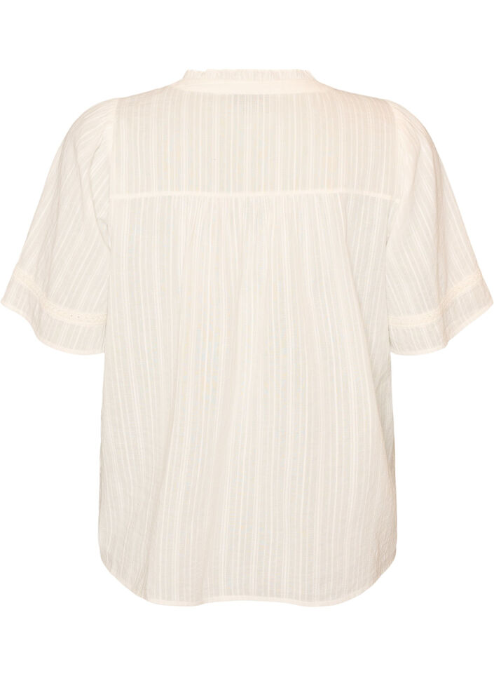 Bluse aus Baumwolle mit Zierb&auml;ndern, Vanille, Packshot image number 1
