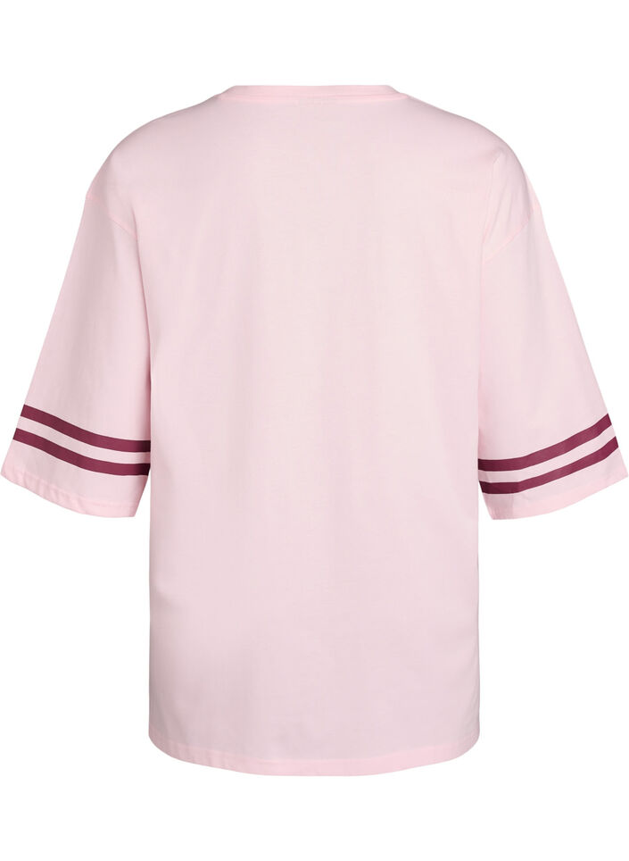 Oversize College-T-Shirt mit 3/4-Ärmeln, Pink, Packshot image number 1