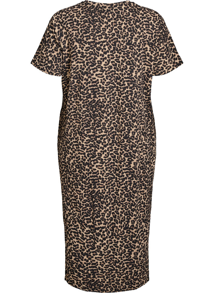 Midi-T-Shirtkleid mit V-Ausschnitt., Braun, Packshot image number 1