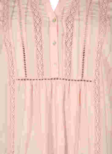 Gestreiftes Viskose Kleid mit Spitzenbändern, Strawberry Cream, Packshot image number 2