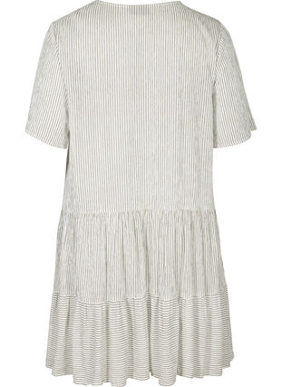 Kurzarm Kleid mit Streifen und Knöpfen, White Stripe, Packshot image number 1
