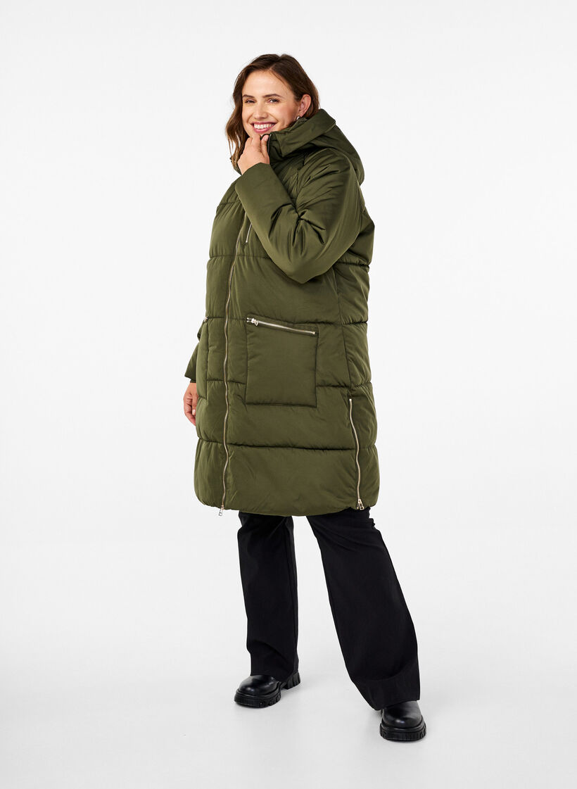 Pufferjacke mit Kapuze, Grün, Model image number 1