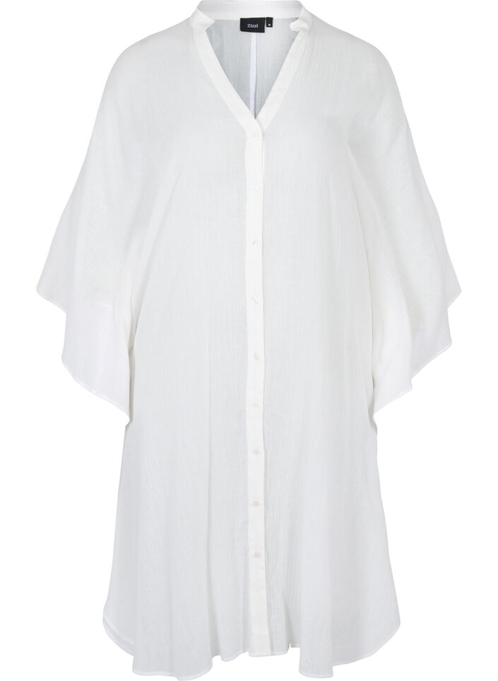 Strandkleid aus Baumwolle mit Knopfverschluss, Bright White, Packshot image number 0