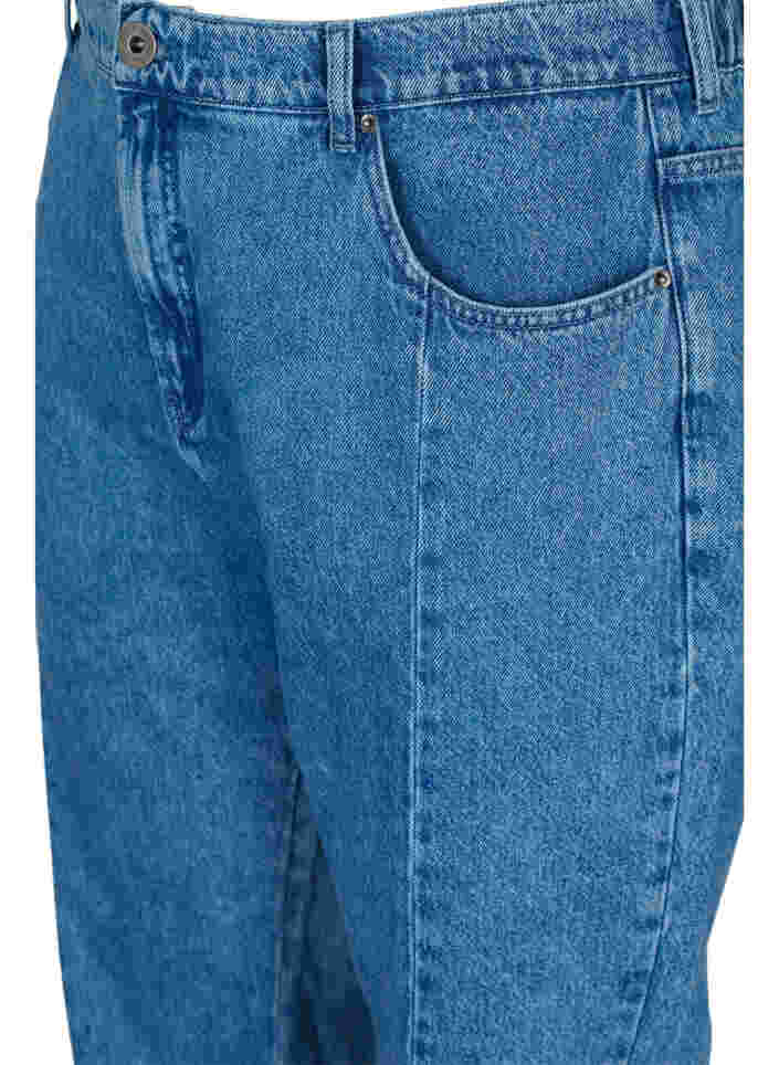 Gekürzte Mille Mom-Jeans mit Colour-Block, Blue denim, Packshot image number 2