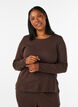 Pyjamaoberteil aus Bio-Baumwolle mit Lochstickerei, Braun, Model image number 0