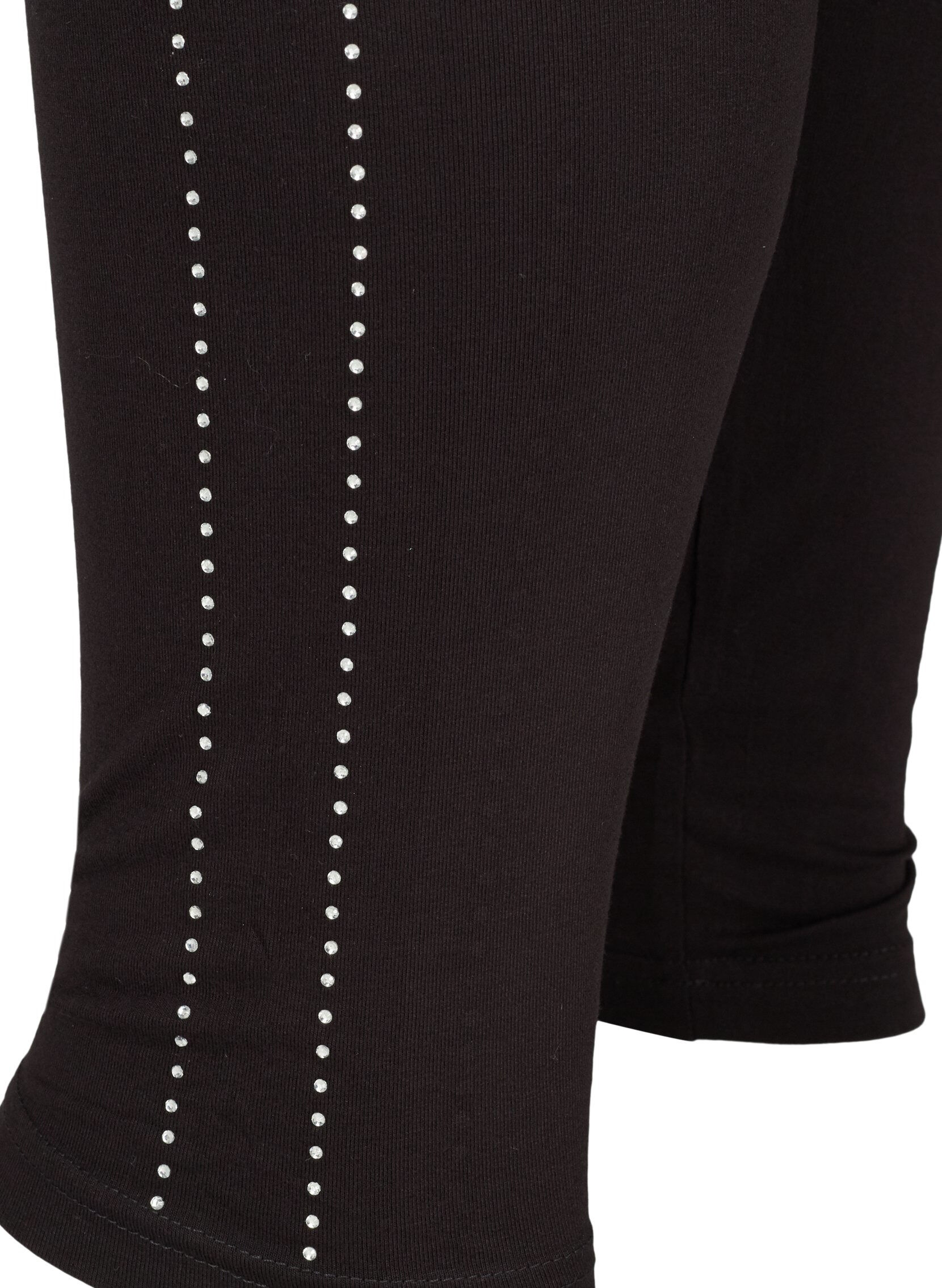 Zizzi Leggings aus Viskose mit Ziersteinen an der Seite, Black, Packshot image number 3
