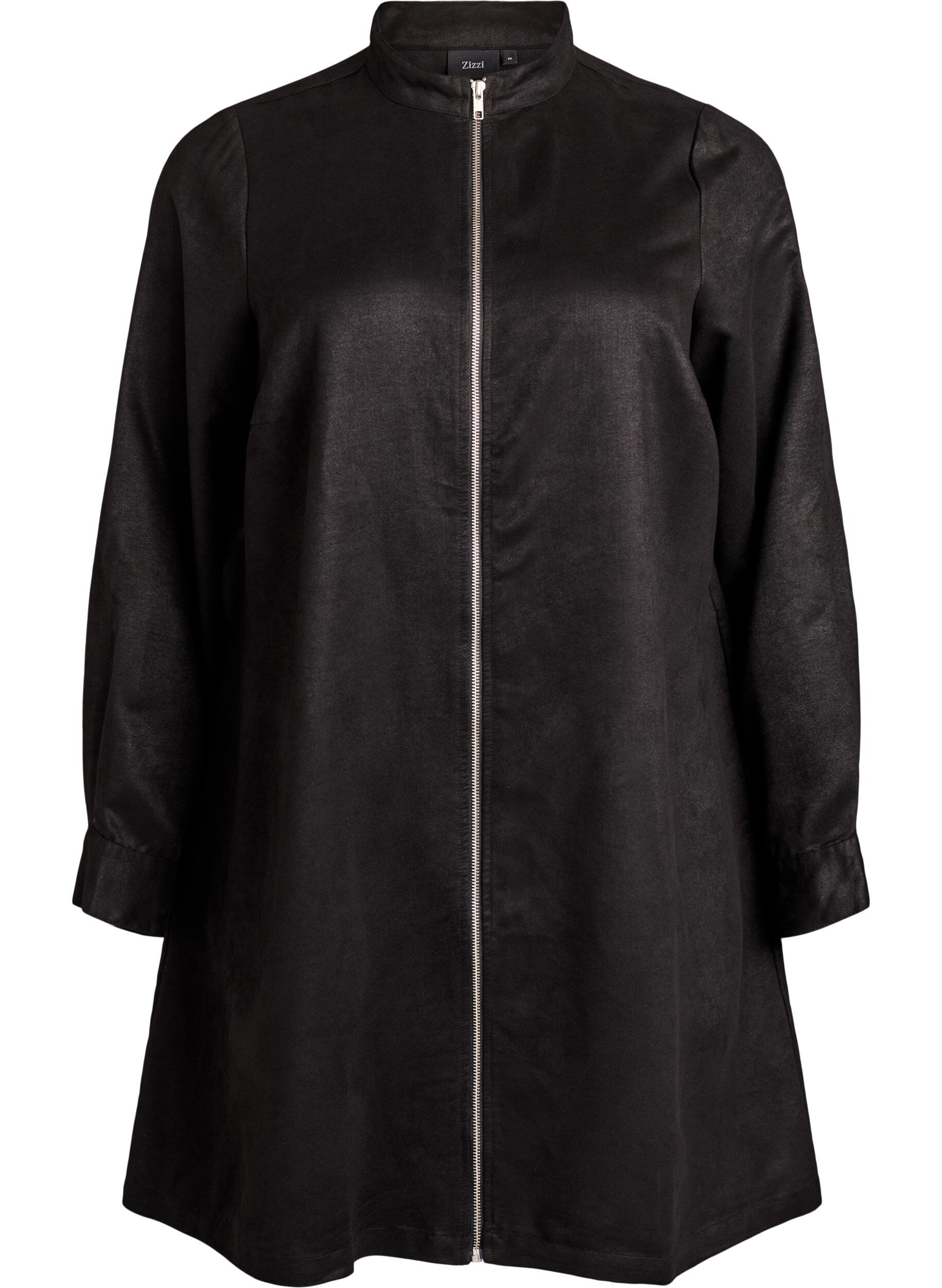 Langes Hemd aus Wildlederimitat mit Rei&szlig;verschluss