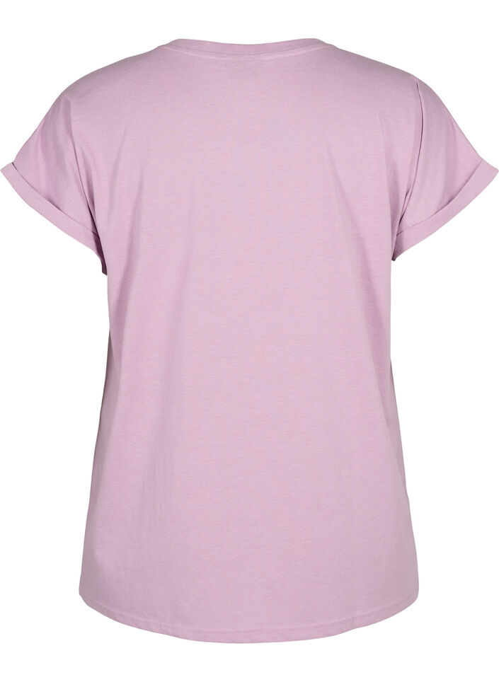 Kurz&auml;rmeliges T-Shirt aus einer Baumwollmischung, lila, Packshot image number 1