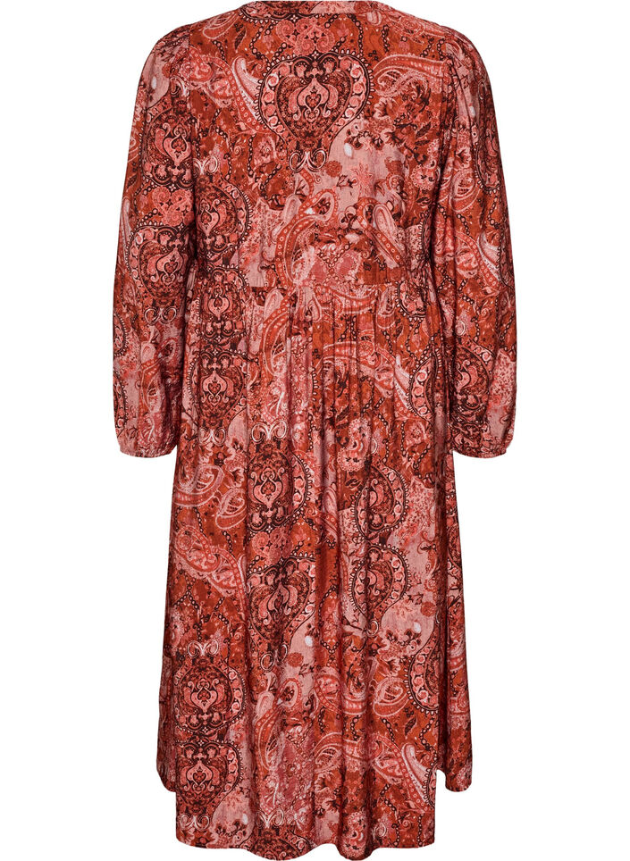 Midi-Kleid aus Viskose mit Paisleymuster, Orange, Packshot image number 1
