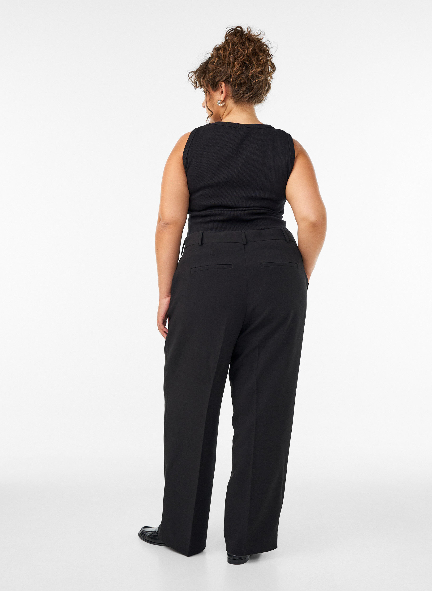 ZizziWeite Anzughose mit hoher Taille, Schwarz, Model image number 1