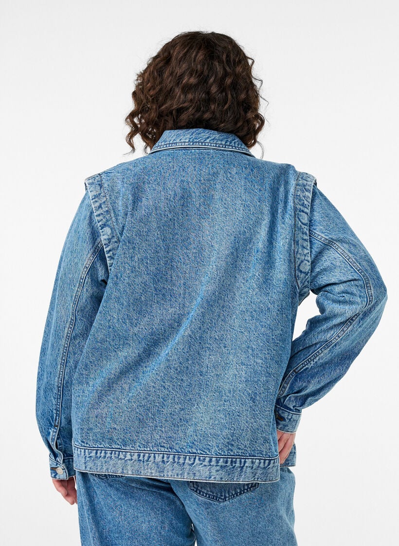 Jeansjacke mit abnehmbaren &Auml;rmeln, Blau, Model image number 2