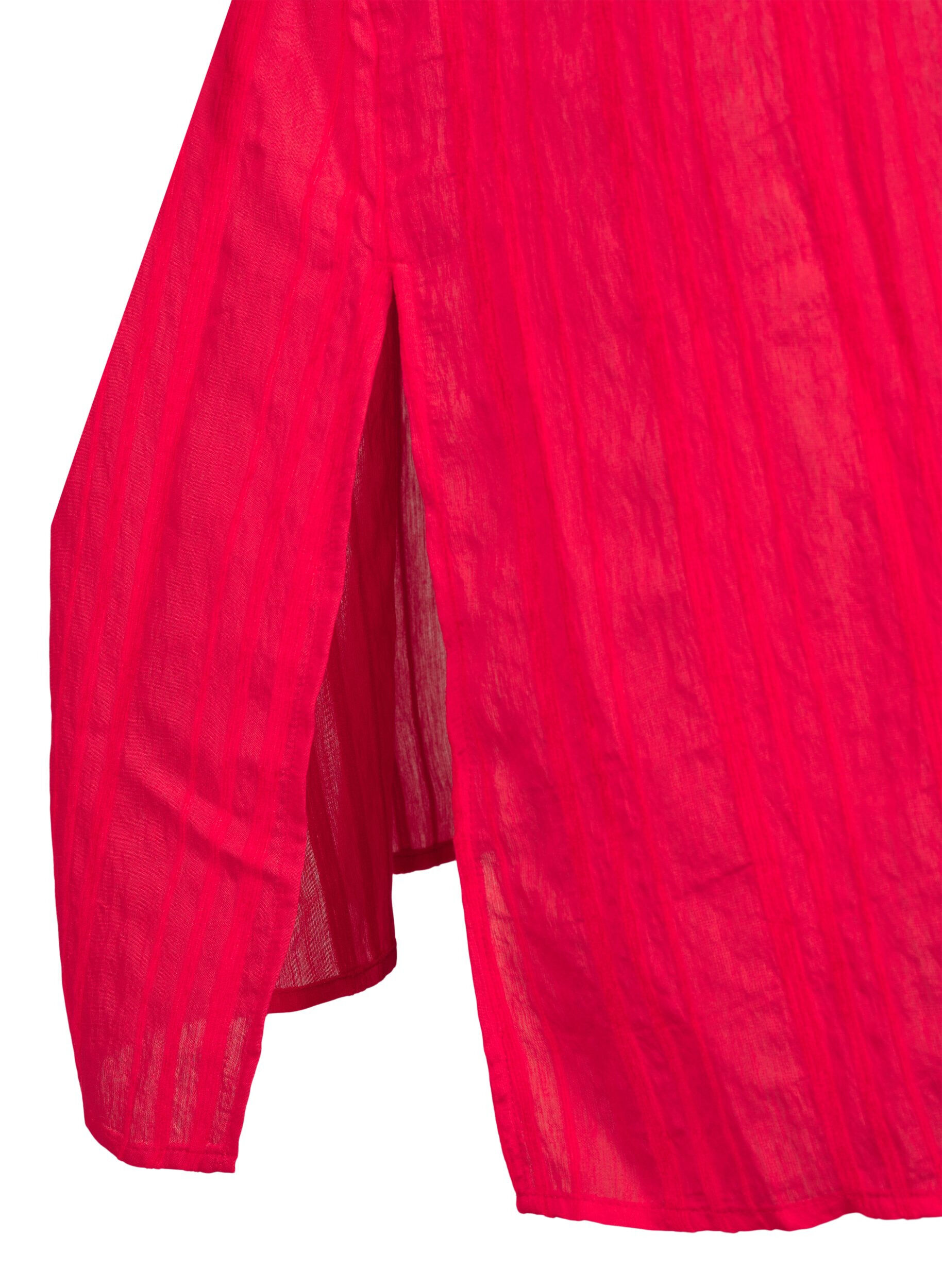 Zizzi Strandkaftan mit Kragen und Knopfverschluss, Rot, Packshot image number 3