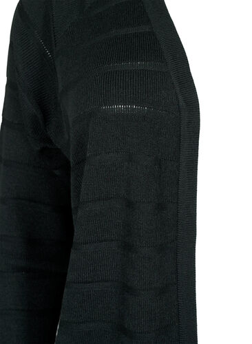 Streifen Ton-in-Ton Strickjacke, Black, Packshot image number 2
