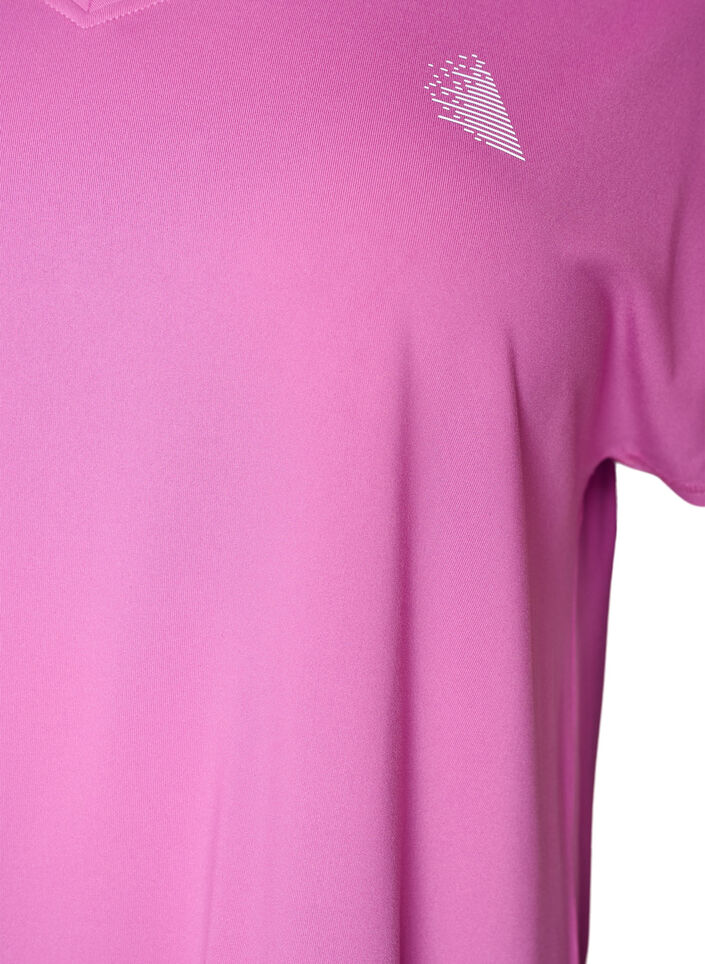 Kurzarm Trainingsshirt mit V-Ausschnitt, Lila, Packshot image number 2
