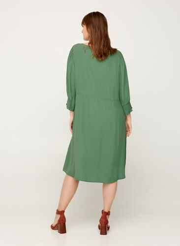 Kleid mit 3/4 Ärmeln aus Viskose, Dark Ivy, Model image number 1