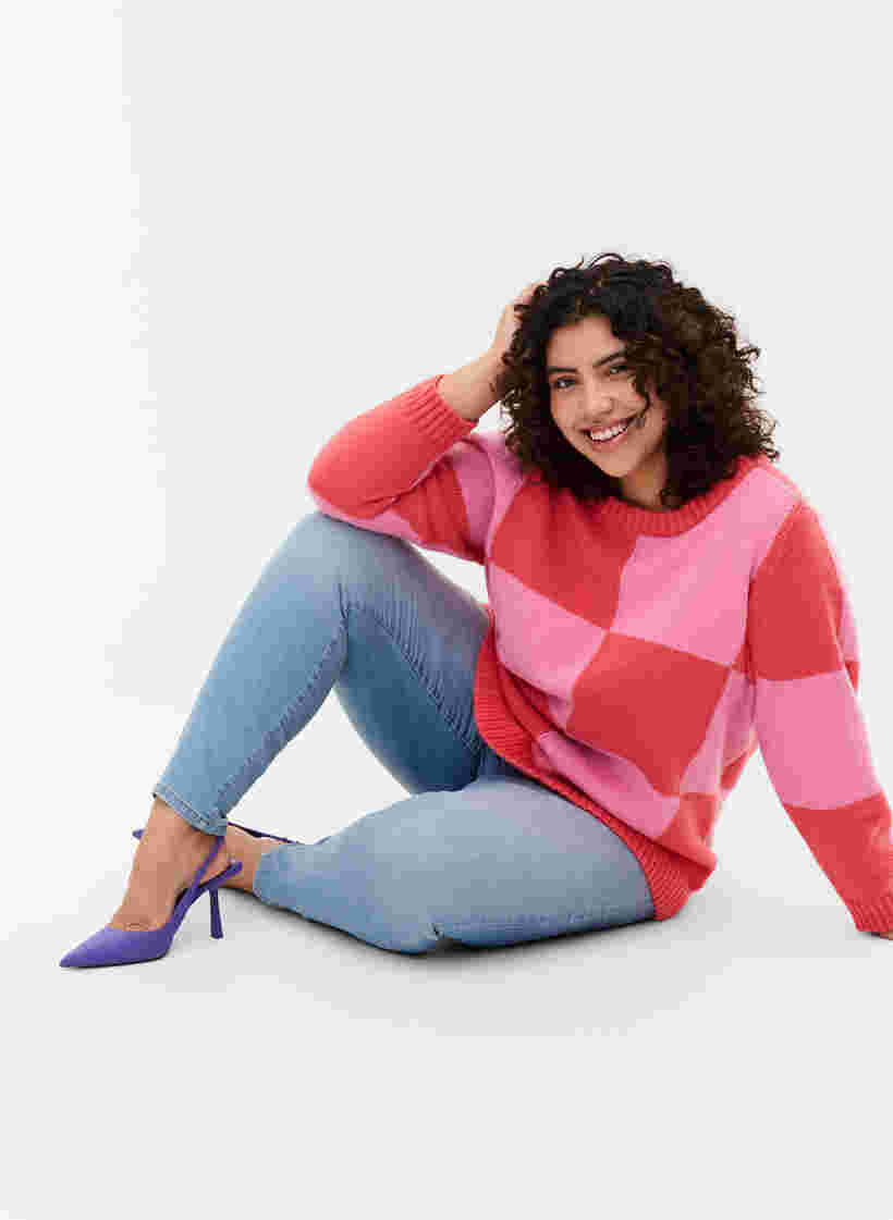 Karierter Pullover, Begonia Pink Comb, Model image number 2