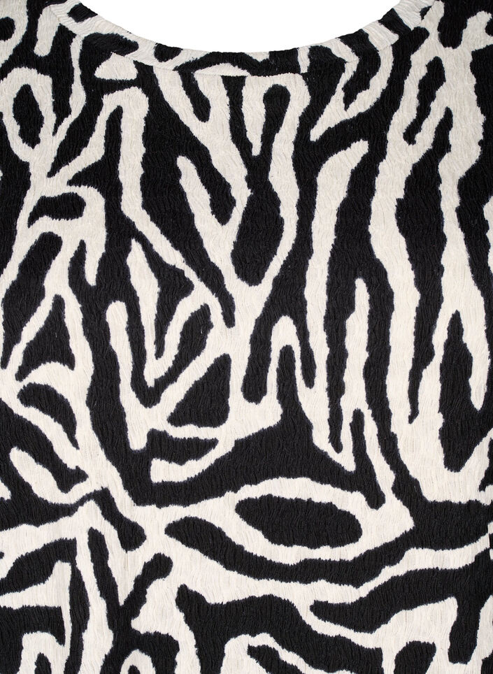 Kurz&auml;rmlige Bluse mit Zebraprint, Schwarz, Packshot image number 2