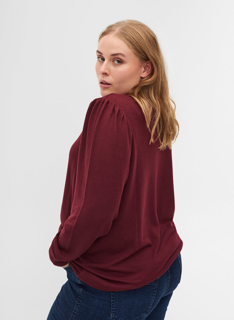 Langarm Bluse mit Schulterdetail, Port Royal, Model image number 1