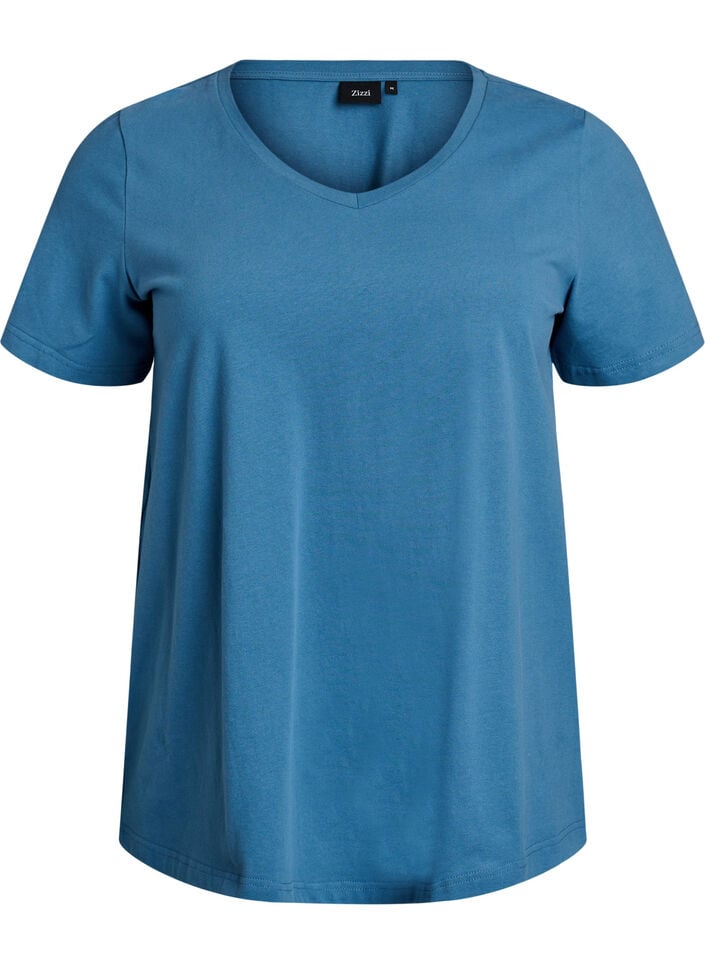Einfarbiges Basic-T-Shirt aus Baumwolle, Grau, Packshot image number 0