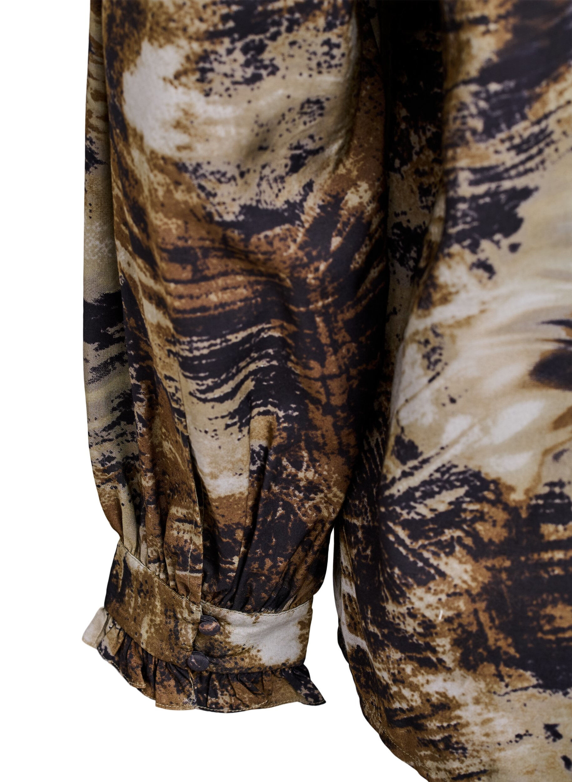 Zizzi Bluse mit Print und Kn&ouml;pfen, Gr&uuml;n, Packshot image number 3