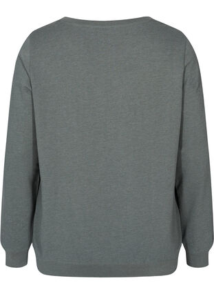 Meliertes Sweatshirt aus Baumwollmischung, Balsam Green Mel, Packshot image number 1
