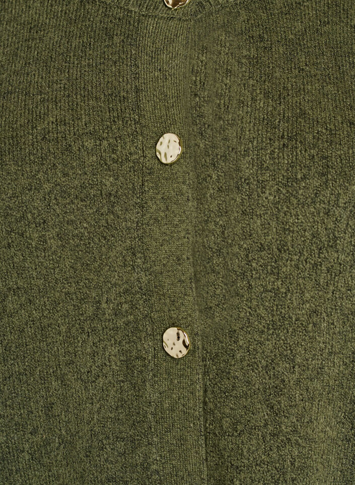 Strickjacke aus weichem Strick mit goldfarbenen Kn&ouml;pfen, Gr&uuml;n, Packshot image number 2