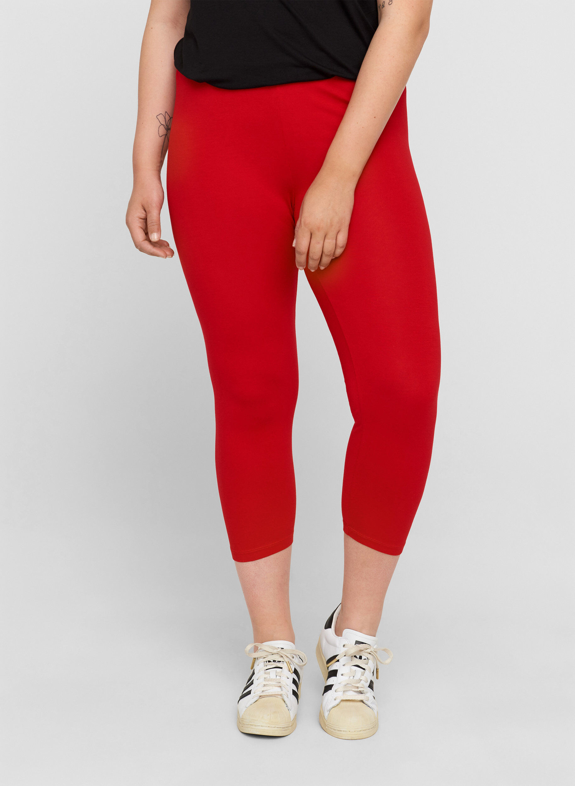 Zizzi Basic 3/4-Leggings , Tango Red, Model image number 2