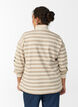 Gestreiftes Sweatshirt mit Stehkragen und Reißverschluss, Beige, Model image number 2