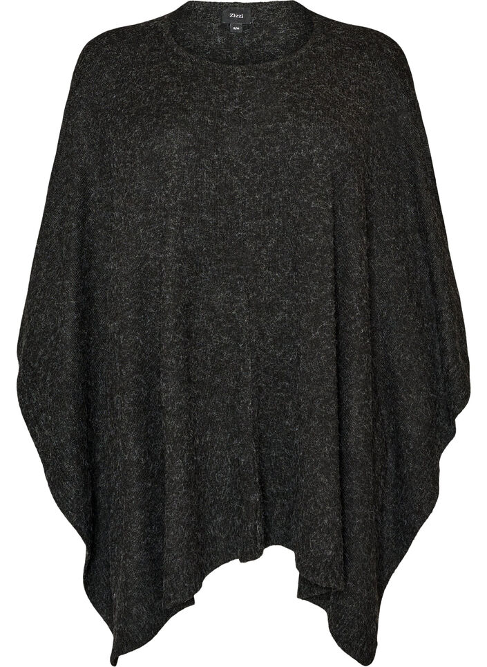 Strickponcho mit Rundhalsausschnitt, Grau, Packshot image number 0