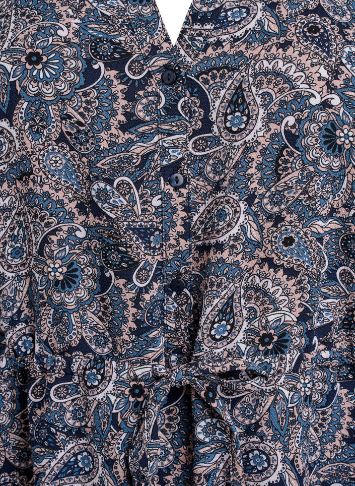 Knielanges Kleid mit Bindegürtel, Beige, Packshot image number 2