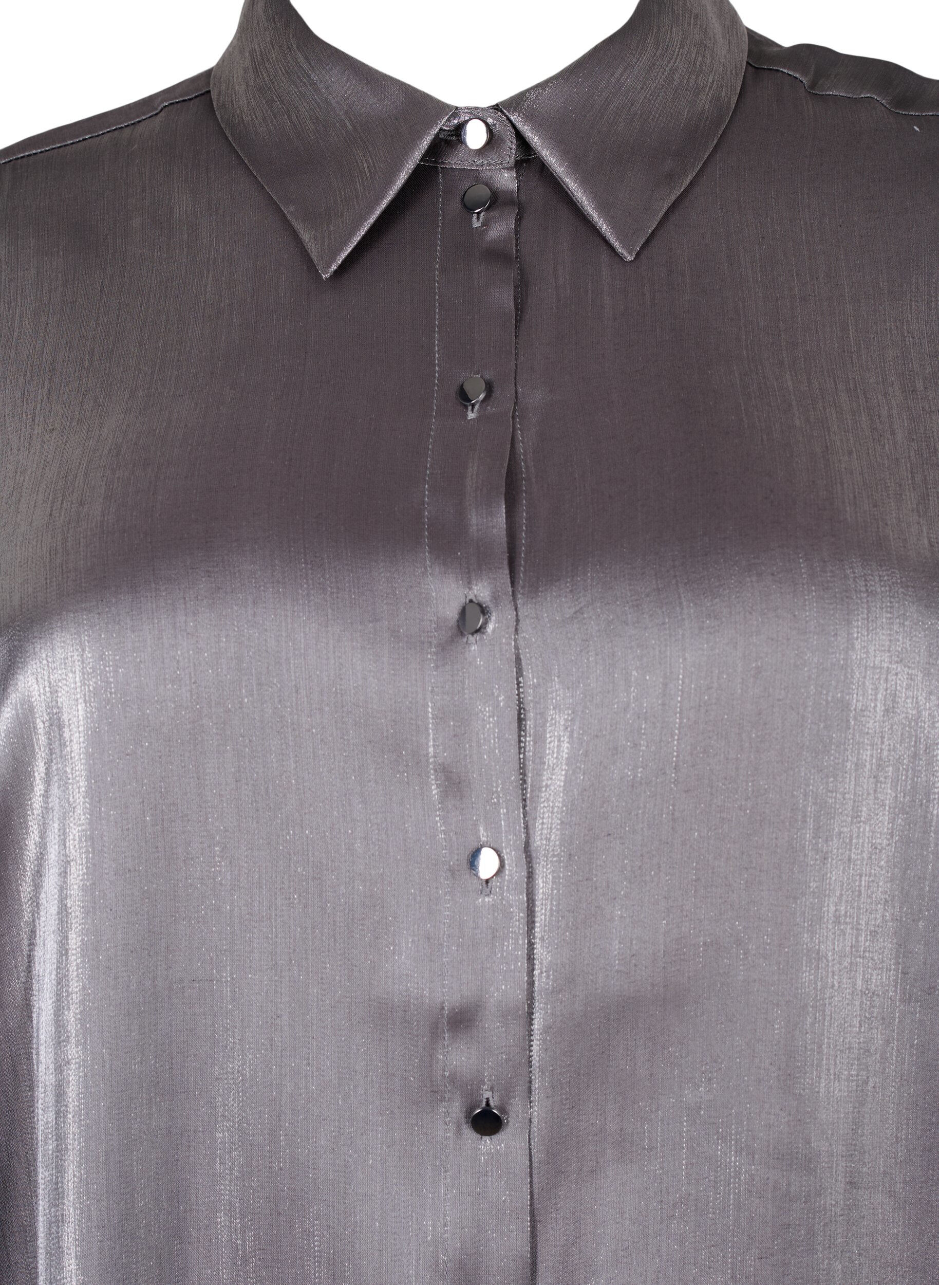 Zizzi Langes silberfarbenes Shirt, Dark Silver, Packshot image number 2