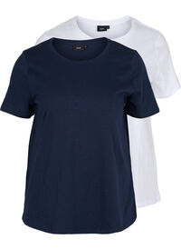 Kurzärmeliges Viskose-T-Shirt mit Golddruck - Schwarz - Gr. 42-60 - Zizzi