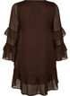 Kurzes Kleid mit transparenten R&uuml;schen&auml;rmeln, Braun, Packshot image number 1