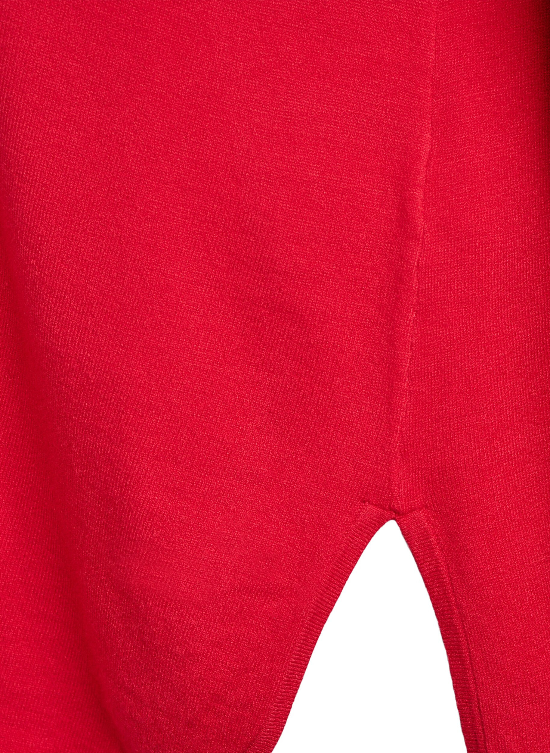 Zizzi Bluse aus Feinstrick mit V-Ausschnitt und Detail auf der Vorderseite, Rot, Packshot image number 3