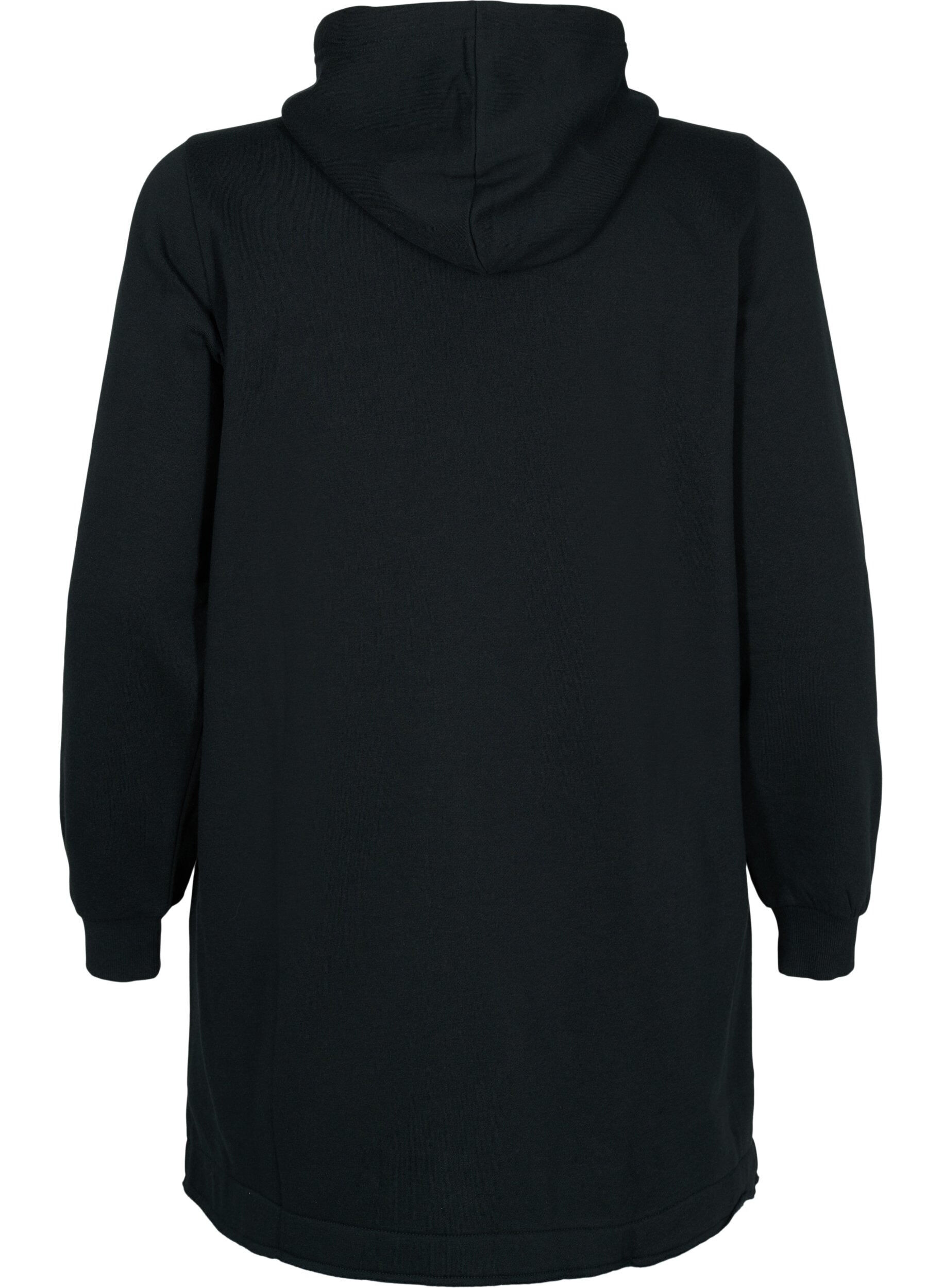 Zizzi Langes Sweatshirt mit Kapuze und Taschen, Black, Packshot image number 1