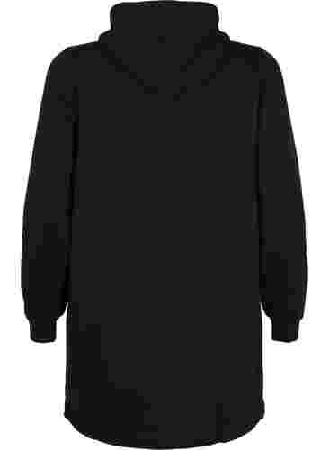 Langes Sweatshirt mit Kapuze und Taschen, Black, Packshot image number 1