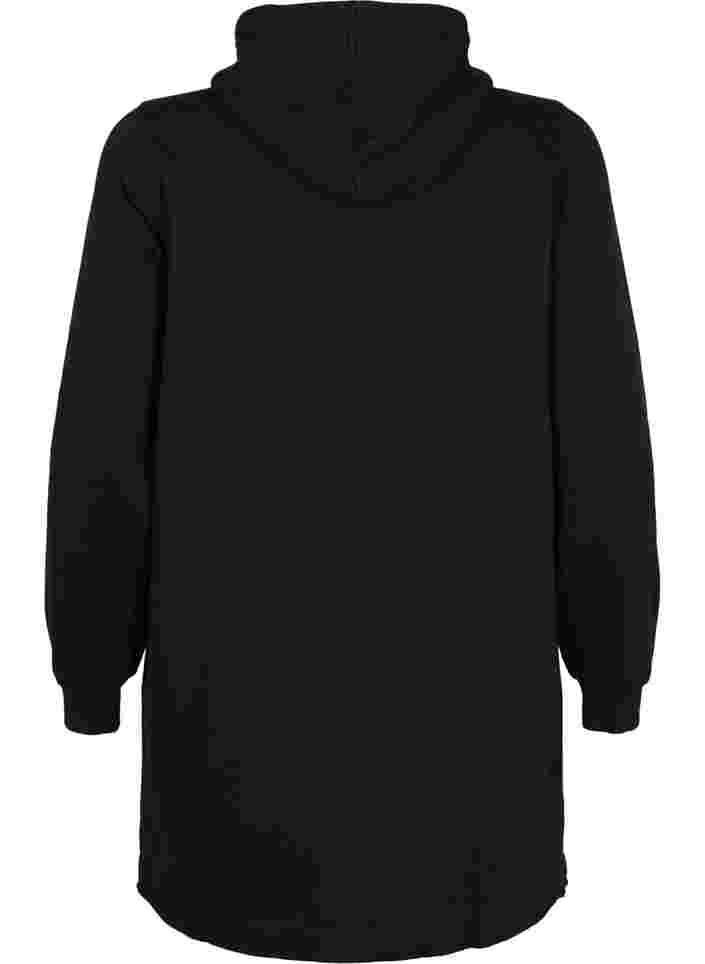 Langes Sweatshirt mit Kapuze und Taschen, Black, Packshot image number 1