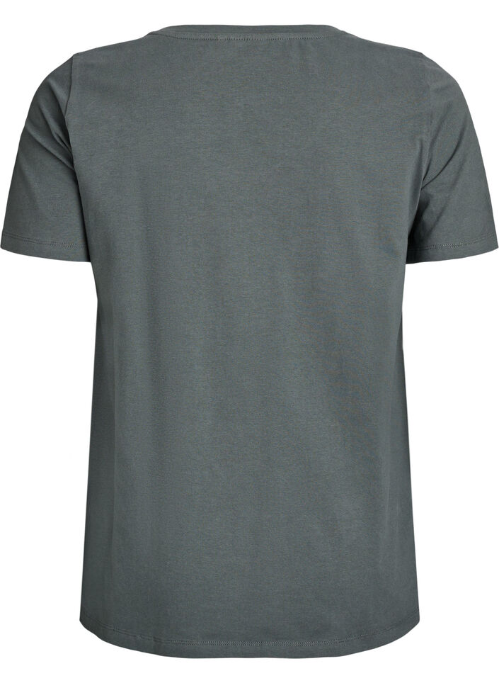 Einfarbiges Basic-T-Shirt aus Baumwolle, Grün, Packshot image number 1