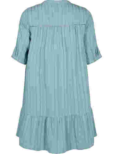 Gestreiftes Viskose Kleid mit Spitzenbändern, Smoke Blue, Packshot image number 1