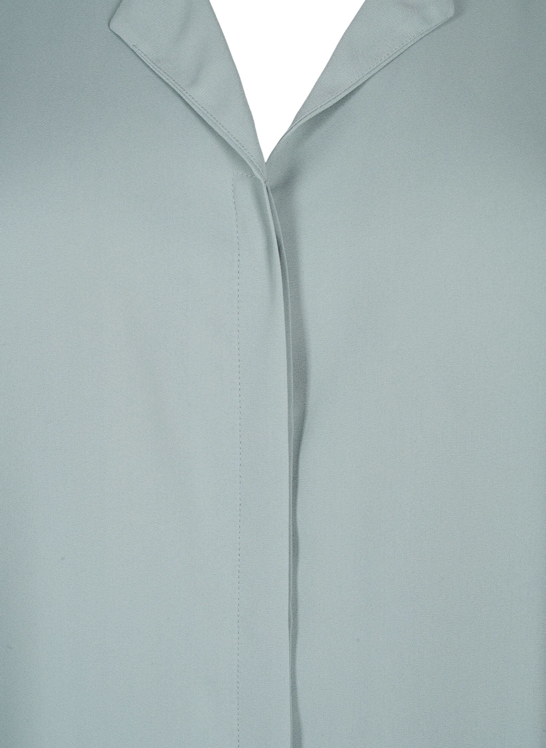 Zizzi Einfarbiges Hemd mit V-Ausschnitt, Chinois Green, Packshot image number 2