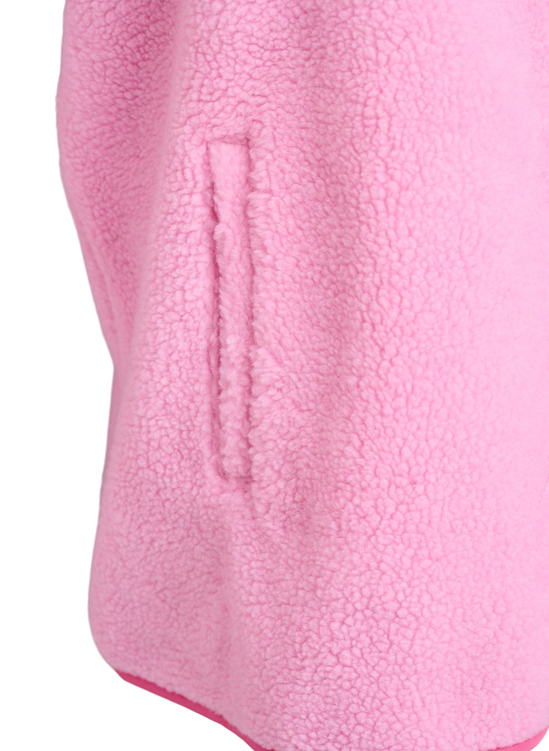 Zizzi Weste aus Teddyfleece mit Rei&szlig;verschluss und Kontrastdetails, Pink, Packshot image number 3