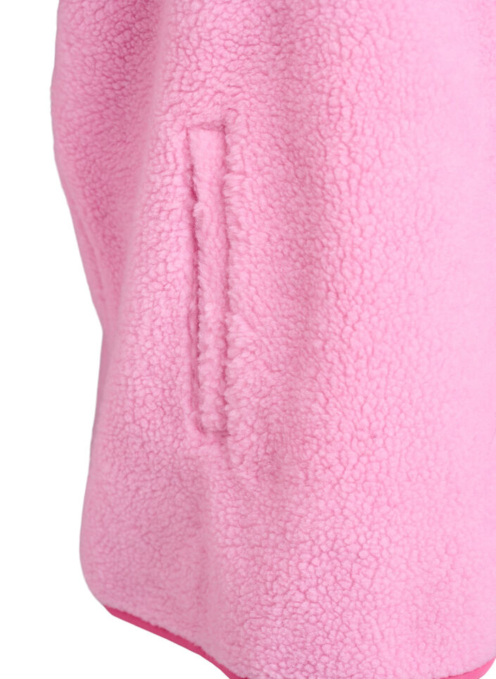 Weste aus Teddyfleece mit Rei&szlig;verschluss und Kontrastdetails, Pink, Packshot image number 3