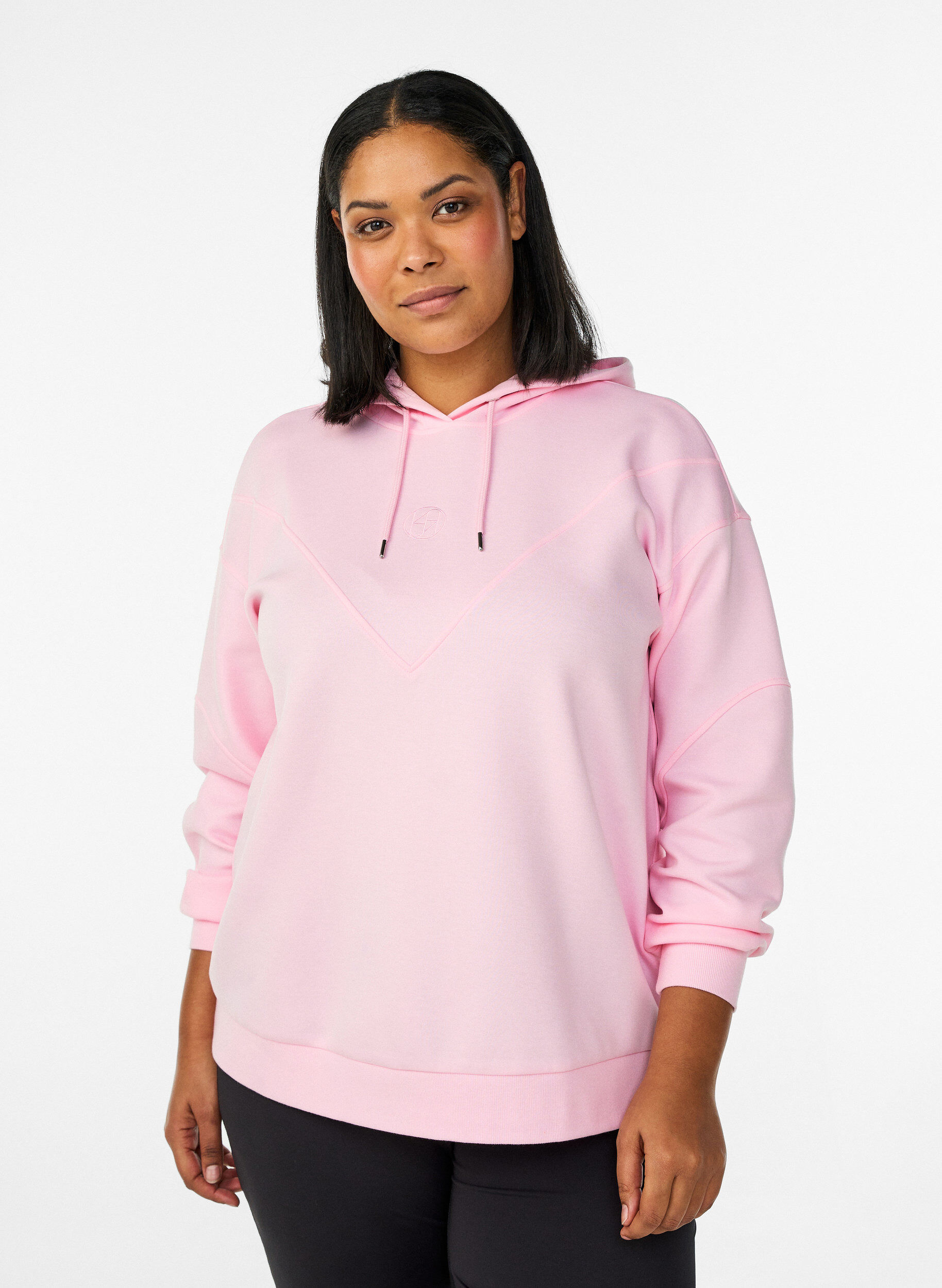 Sportlicher Scuba-Hoodie mit Ziern&auml;hten, Pink, Model