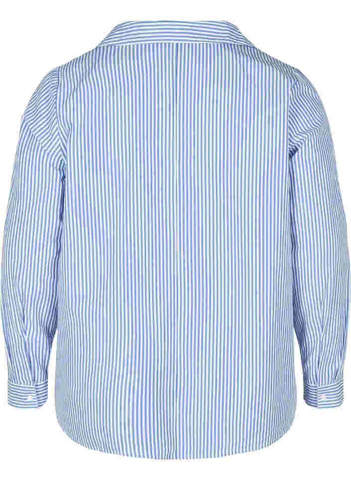 Gestreifte Hemdbluse aus Bio-Baumwolle, Dazzling Blue Stripe, Packshot image number 1