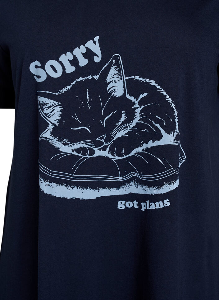 Kurz&auml;rmeliges Nachthemd aus Bio-Baumwolle, Blau, Packshot image number 2