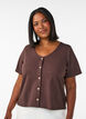 Strukturierte Bluse aus Baumwolle mit Knopfleiste, Braun, Model image number 0