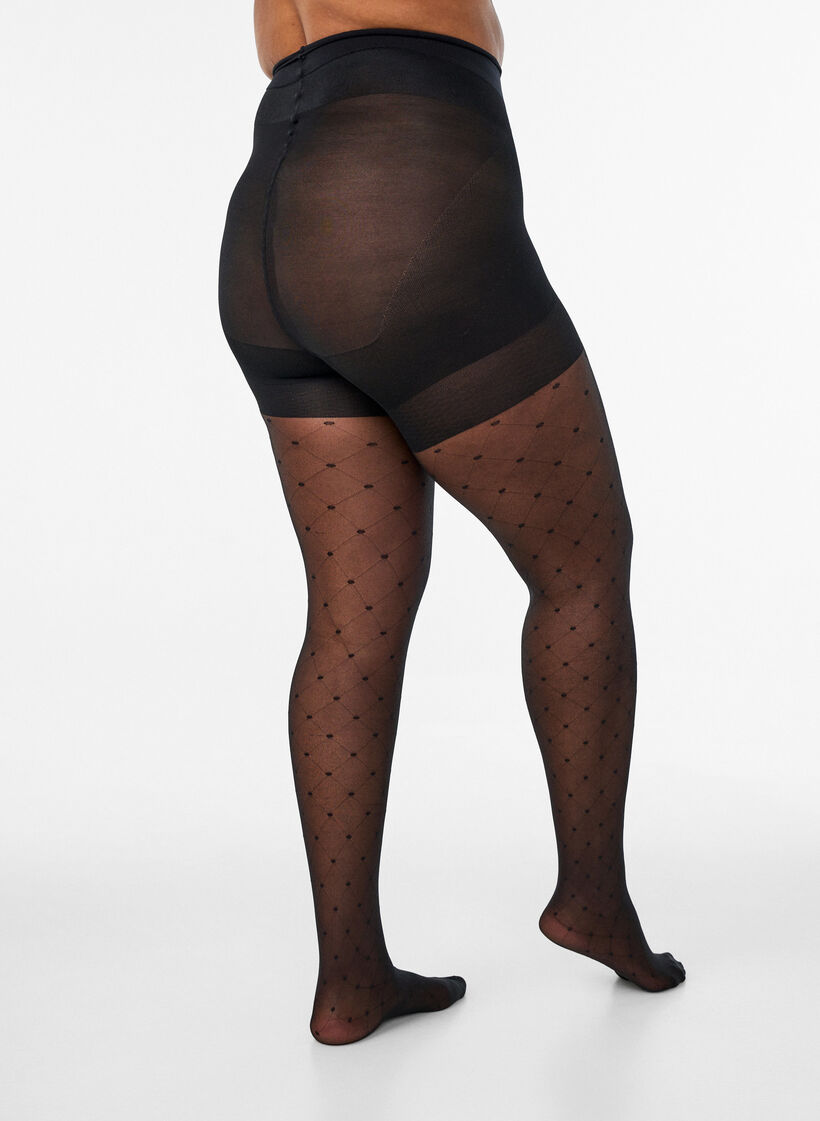 Push-up-Strumpfhose mit Polka-Dot-Muster, 25 den, Schwarz, Model image number 1